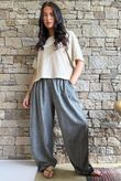 Lindin Linen Blend Dart Barrel Pant Washed Charcoal